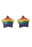 Självhäftande bröstvårtetäckare med strass och stjärnor, regnbågsfärg